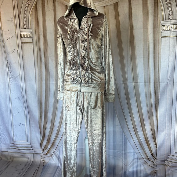 BCBGMAXAZRIA ChampagneVELVET LIKE JOGGER SOFT LIGHT FABRIC quite an elegant look - Picture 6 of 9